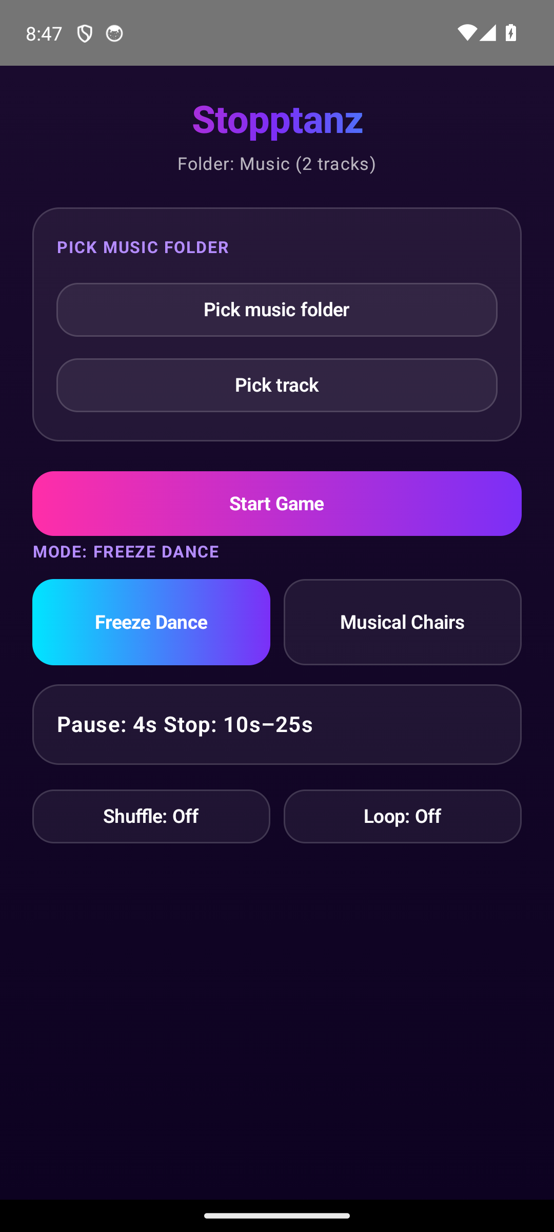 Home screen